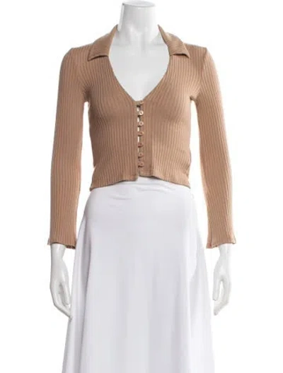Pre-owned Reformation Long Sleeve Polo In Neutrals