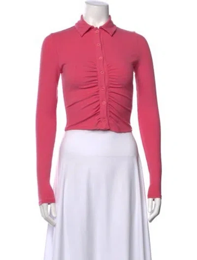Pre-owned Reformation Long Sleeve Polo In Pink