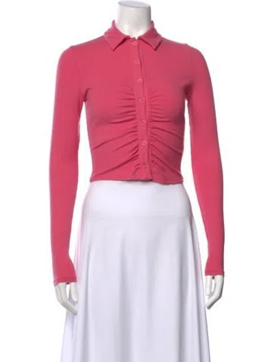 Pre-owned Reformation Long Sleeve Polo In Pink
