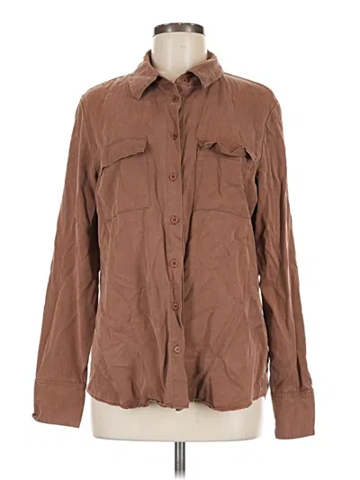 Pre-owned Reformation Long Sleeve Polo Shirt In Brown