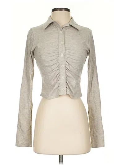 Pre-owned Reformation Long Sleeve Polo Shirt In Gray