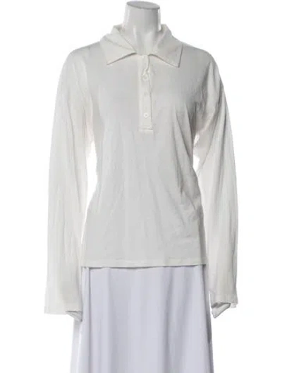 Pre-owned Reformation Long Sleeve Polo In White
