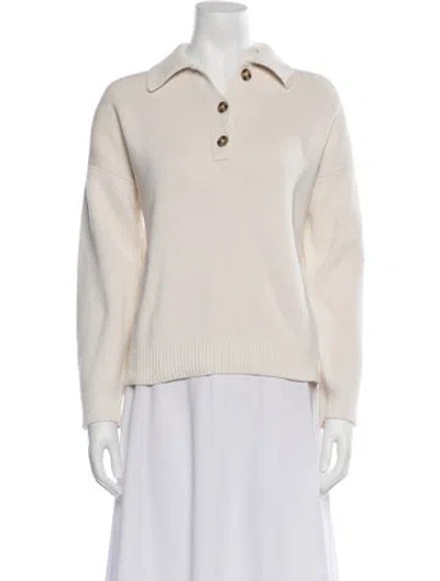 Pre-owned Reformation Long Sleeve Polo In White