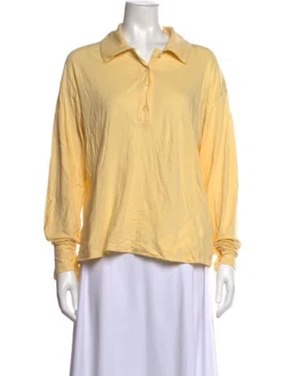 Pre-owned Reformation Long Sleeve Polo In Yellow