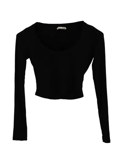 Pre-owned Reformation Long-sleeve Top In Black