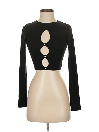 Pre-owned Reformation Long Sleeve Top Black Keyhole Neckline Tops