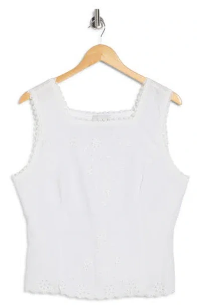 Reformation Lorie Embroidered Eyelet Linen Tank In White
