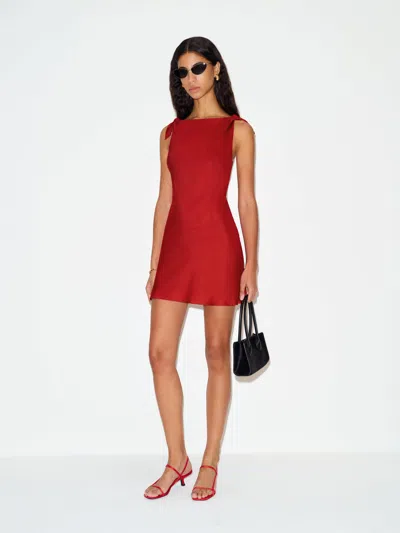 Reformation Louisa Silk Dress Red Xs