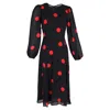 Reformation Luanne Polka Dot Crepe Midi Dress In Black Viscose In Black