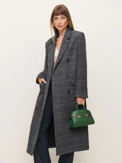 Reformation Lucas Coat In Charcoal Plaid