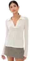 Reformation Lucas Relaxed Regenerative Merino Polo Cream In Cream