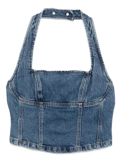 Reformation Lucinda Denim Top In Blue