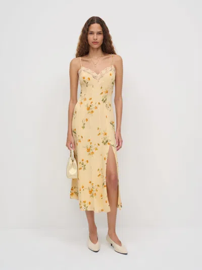 Reformation Lucine Dress Yellow Lace 10