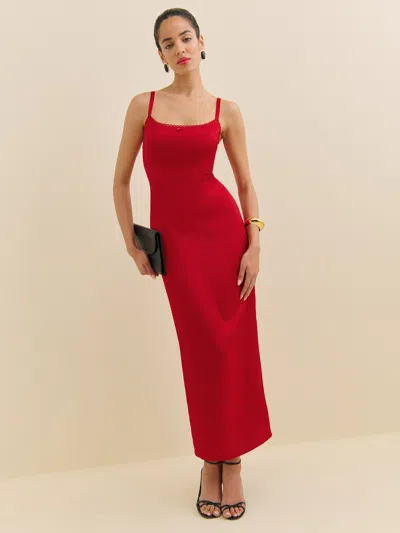 Reformation Lucy Satin Dress In Lipstick