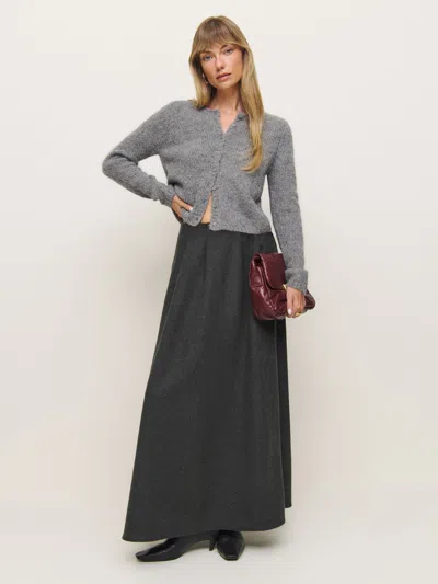 Reformation Lucy Skirt In Charcoal Wool