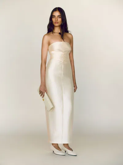 Reformation Robe Luda Champagne 34 In White