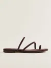Reformation Ludo Toe Ring Strappy Flat Sandal In Espresso Suede