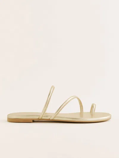 Reformation Ludo Toe Ring Strappy Flat Sandal In Gold