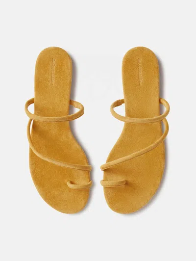 Reformation Ludo Toe Ring Strappy Flat Sandal Yellow 10.5 In Brown