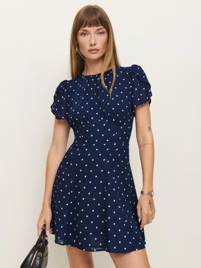 Reformation Lula Dress In Danube Dot
