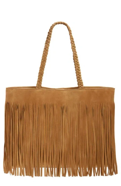 Reformation Luna Suede Tote Bag In Brown