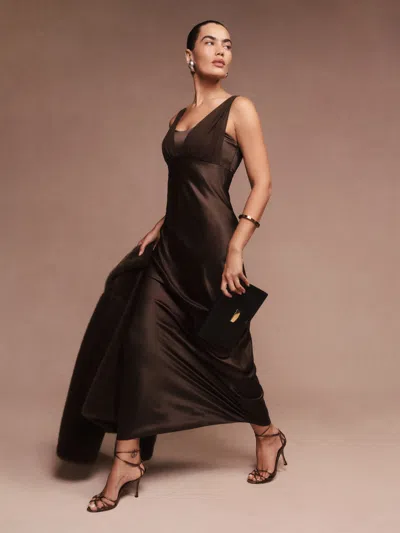 Reformation Lune Dress In Black Bean