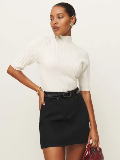 Reformation Lydia High Rise Denim Mini Skirt In Black
