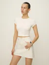 Reformation Lydia High Rise Denim Mini Skirt In Fior Di Latte
