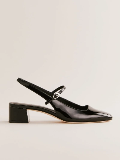 Reformation Maddox Slingback Heel In Black Patent