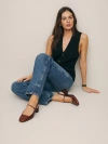 Reformation Maddox Slingback Heel In Brown Croc-effect