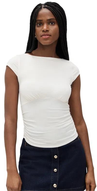 REFORMATION MADELYN KNIT TOP FIOR DI LATTE