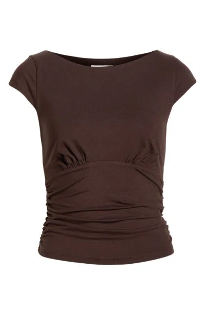 Reformation Madelyn Ruched Knit Top In Brown