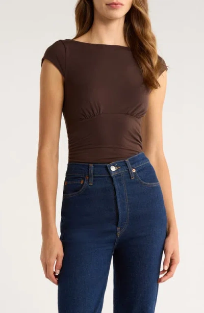 Reformation Madelyn Stretch Knit Top In Brown