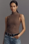Reformation Maison Rib Sleeveless Top In Brown