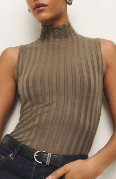 Reformation Maison Rib Sleeveless Top In Walnut