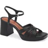 Reformation Maize Satin Platform Sandals In Black