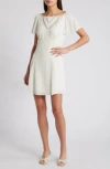 Reformation Malena Lace Inset Stretch Organic Cotton Minidress In Ivory