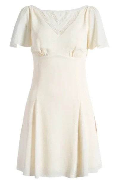 Reformation Malena Lace Inset Stretch Organic Cotton Minidress In Ivory