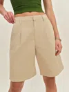 Reformation Malia Mid Rise 10" Trouser Twill Shorts