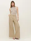 Reformation Malia Mid Rise Wide Leg Twill Pants In Khaki