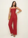 Reformation Malika Linen Jumpsuit In Sundried Tomato
