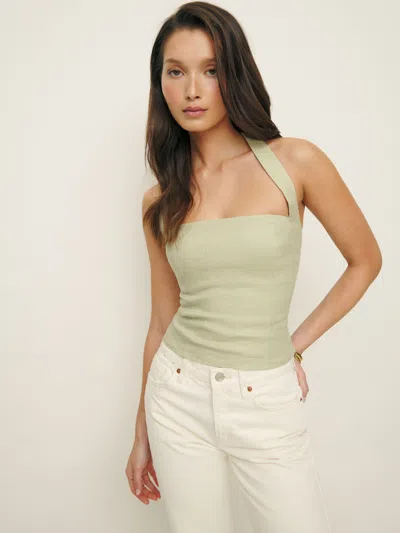 Reformation Malika Linen Top In Dried Herbs