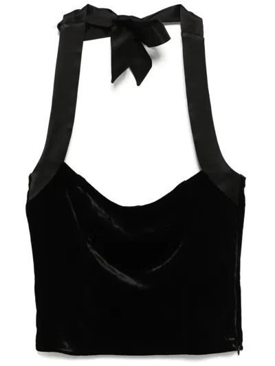 Reformation Malika Velvet Top In Black