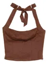 Reformation Malika Linen Top Chocolate In Brown