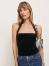 Reformation Malika Velvet Top In Black