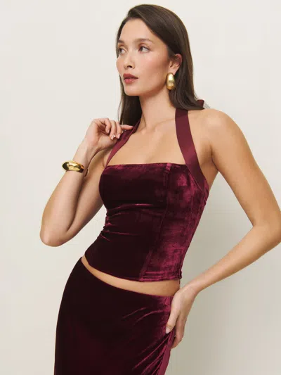 Reformation Malika Velvet Top In Chianti