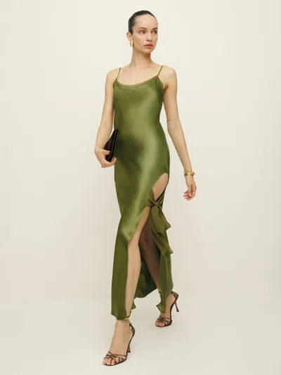 Reformation Malorie Silk Dress In Leaf