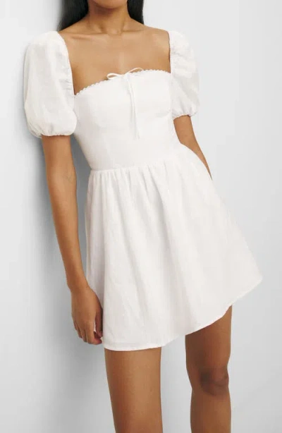 REFORMATION REFORMATION MALVINA PUFF SLEEVE LINEN MINIDRESS