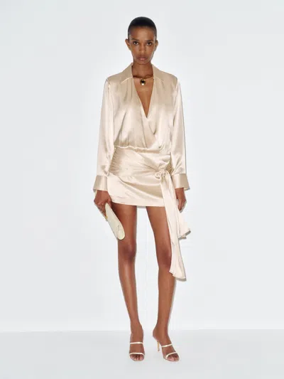 Reformation Manhattan Silk Dress Ivory 0 In Neutral