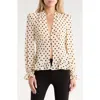 Reformation Maple Cream Dot Blouse In Sugar Dot